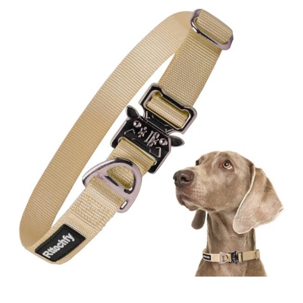 Rttochfy Premium Tactical Dog Collar, Adjustable and Quick-Release Metal Buckle